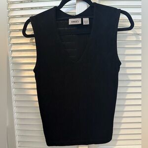 Chico's Travelers Black V-Neck Sleeveless Top Size 1 (8 - 10)